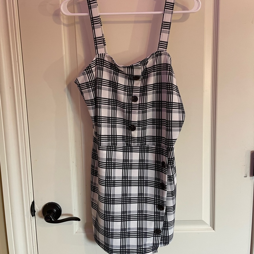 Black and White Plaid Romper
